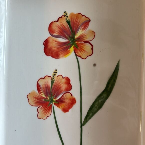 Fitz and Floyd In Bloom Floral Stripe Ceramic Rectangle Baking Casserole Dish - Picture 6 of 9
